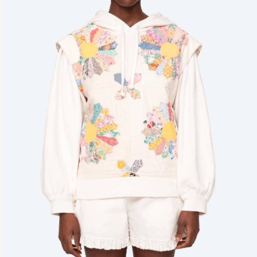 Sea New York linden patchwork sweatshirt hoodie medium